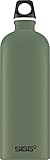 SIGG - Alu Trinkflasche - Traveller Leaf Green - Klimaneutral Zertifiziert - Für Kohlensäurehaltige Getränke Geeignet - Auslaufsicher - Federleicht - BPA-frei - Grün - 1L