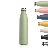 LARS NYSØM Edelstahl Trinkflasche 350ml, 500ml, 750ml, 1L, 1 5 liter | BPA-Frei Thermosflasche Kohlensäure geeignet | Auslaufsichere Wasserflasche für Sport, Outdoor, Schule (Sage, 750ml)