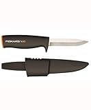 Fiskars Universalmesser, Inklusive Köcher zum sicheren Verstauen, Länge: 22,5 cm, Schwarz/Orange, K40, 1001622