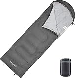 KingCamp Schlafsack Deckenschlafsäcke Leichtgewicht Warm Outdoor für Kinder 3-4 Jahreszeiten für Camping Wandern mit Tragetasche, (Grau L Zip, 165x70cm)