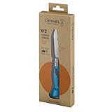 Opinel Outdoor Junior - rostfrei - blauer Kunststoffgriff - Spitze abgerundet - Virobloc Sicherungsring - Signalpfeife, blau, N° 07