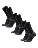 DANISH ENDURANCE Calcetines de Senderismo Unisex, Calcetines de Lana Merino con Acolchado Antiampollas, 3 o 5 Pack Schwarz/Grau 39-42