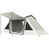 Outsunny Aufblasbares Zelt für 4 Personen mit schnellem Aufbau, verdunkelnd, Camping Zelt mit 2 Schlafzimmern, Vorraum, Fluoreszierende Fenster, Bodenplane und Heringen, wasserdicht Air Glamping Zelt