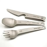 Outdoor Ninja Titan Mini Besteckset Ultraleicht 39 g | 13 cm | Löffel, Gabel, Messer mit Flaschenöffner für Wandern, EDC & Camping
