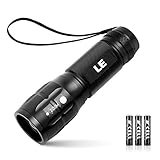 LE LED Taschenlampe, Extrem Hell zoombare Taschenlampen für Outdoor, Mini Tragbarer Flashlight, Wasserdicht Camping Handlampe für Kinder, Männer, Frauen (inkl.3xAAA-Batterien)