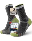 Juclise Sommerliche Merinowolle Wandersocken für Herren mit Kompression Anti-Blasen-Polsterung atmungsaktiv anti-schweiß(42-47, Lime*2)