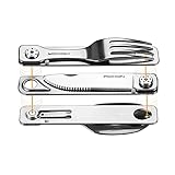 ROXON 3-in-1 Knife Spoons Fork + Pouch - Magnetic Folding Stainless Steel Camping Besteck Set - EDC Portable Lightweight Cutlery for Hiking Backpacking Travel Lunchbox Outdoor geschirr Essentials