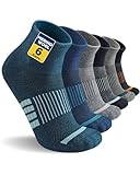 Niofind Merino Wandersocken Damen Herren, Atmungsaktiv Quarter Sneaker Socken Wollsocken, Gepolstert Laufsocken Kurze Sportsocken für Alltag Sport Outdoor 6 Paar