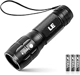 Lighting EVER LE LED Taschenlampe, Extrem Hell zoombare Taschenlampen für Outdoor, Mini Tragbarer Flashlight, Wasserdicht Camping Handlampe für Kinder, Männer, Frauen (inkl.3xAAA-Batterien)