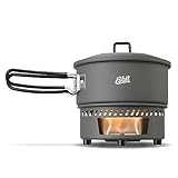 Esbit Trockenbrennstoffkochset - Outdoor Camping Kocher 585 ml mit Aluminium Topf - klappbare Griffe - Campingkocher Set