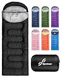 Sportneer Schlafsack Outdoor - Schlafsack Erwachsene und Kinder Schlafsack Winter für Camping Sleeping Bag 3-4 Jahreszeiten Kleines Tragbar Warm Deckenschlafsack (Schwarz, 220x80cm)