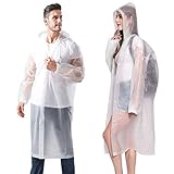 Aolegoo 2 Stück Regenponcho, Wiederverwendbarer, Tragbarer Unisex-Regencape für Fahrrad, Wandern, Camping, Ausflug, Angeln, Konzert, Stadion, Festival (Weiß)