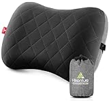 HIKENTURE Aufblasbares Camping/Reise Kissen mit Abziehbarem Kissenbezug, Ergonomisches Kopfkissen, Komfortables Nackenkissen für Reise/Outdoor, Inflatable Travel Neck Pillow(Schwarz)…