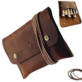 SK Wild Ones® Outdoor Gewürztasche - Echtleder Mit 6 Gewürzdosen Camping - Bushcraft Gewürz Camping Set - Reise Gewürze Set - Gewürzbehälter Camping - Outdoor Vanlife zubehör Gewürze Set Camping