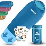 NORDMUT® Schlafsack Kinder mitwachsend für zuverlässigen Kälteschutz – Kinderschlafsack aus schadstofffreien Materialien – 3-Jahreszeiten Kinderschlafsack (200 GSM) für Outdoor Abenteuer (Marine)