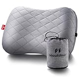 Hioutdoor Aufblasbares Kissen Kopfkissen für Camping mit Abziehbarem Kissenbezug Luftkissen Strandkissen Ergonomisches Reisekissen Outdoor Inflatable Travel Neck Pillow Bequemes Schlafkissen (grau)