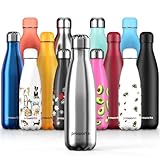 Proworks Edelstahl Trinkflasche | 24 Std. Kalt und 12 Std. Heiß - Premium Vakuum Wasserflasche - Perfekte Isolierflasche für Sport, Laufen, Fahrrad, Yoga, Wandern und Camping - 750ml - Silber