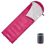 KingCamp Schlafsack Deckenschlafsack Camping Outdoor 3-4 Jahreszeiten für Erwachsene Kinder Ultraleicht Warm Waschbar beim Reisen und Abenteuern, (Rosa L Zip, 220×75cm)