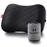 Hioutdoor Aufblasbares Kissen Kopfkissen für Camping mit Abziehbarem Kissenbezug Luftkissen Strand/Outdoor Ergonomisches Reisekissen Inflatable Travel Neck Pillow Bequemes Schlafkissen (Schwarz)