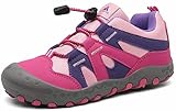 Trekkingschuhe für Kinder Wanderschuhe Jungen Mädchen Mit Schnellverschluss Atmungsaktive Schuhe rutschfest Laufschuhe für Outdoor,Rosa1,30 EU