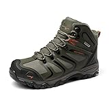 NORTIV 8 Herren Outdoorschuhe Wanderstiefel Trekking Wanderschuhe Wasserdicht Mid Kletterschuhe Bergsteigen Hiking Boots Armadillo Serien,Size 43,Olive/Schwarz/Orange,160448_M-E