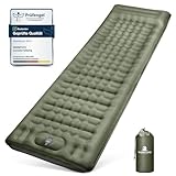 WARMTUYO Isomatte Camping, 12CM Verdicktes Aufblasbare Matratze Kleines Packmaß, Wasserdicht Luftmatratze Outdoor mit Fußpressepumpe und Kissen, Anti-Ripstop Schlafmatte für Wandern und Strand