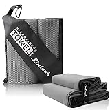 Linlook Microfaser Handtücher 2 Stück (160x80cm Groß Badetuch + 80x40cm Klein Handtuch) Sporthandtuch Fitness Handtuch Reisehandtuch Strandhandtuch für Sport Travel Yoga Camping Beach Gym XL