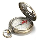 SUNGOOYUE Wanderkompass, Langlebig Stoßfest Wasserdicht Hohles Camping Überlebenswerkzeug aus Messing für die Navigation Im Freien