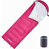 KingCamp Schlafsack Deckenschlafsack Camping Outddor 3-4 Jahreszeiten für Erwachsene Kinder Ultraleicht Warm Waschbar beim Reisen und Abenteuern, (Rosa L Zip, 220×75cm)