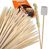 ORANGE DEAL 100 Stockbrot Spieße Stock extra 90 cm 6mm Ø Marshmallow Spiesse, Grillspieße, Stäbe, Lagerfeuer Spieße Stockbrot Stöcke aus Bambus Holz - kinderfreundlich + Rezeptheft