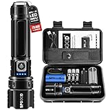 SPGOOD Taschenlampe Led 20000 Lumen, USB Aufladbar Zoombare Taktische Taschenlampen mit 5 Lichtmodi＆Holster,5000 mAh, IP67 Wasserdicht Taktische Handlampe für Wandern, Camping, Outdoor, Notfäll