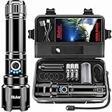Blukar Taschenlampe LED Aufladbar, Extrem Hell Hohe Helligkeit Zoombar Taschenlampen Starke mit 5 Lichtmodi, IP67 Wasserdichte Flashlight Torch für Camping, Wandern, Outdoor, Angeln, Notfäll