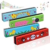 Mundharmonika, 4 Stück Diatonische Harmonika 16 Loch Mundharmonika C-Dur Harmonika Speedy Armonica Musikinstrument aus Holz für Anfänger Profis Studenten Geschenke