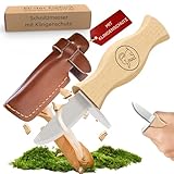 Eli® Schnitzmesser für Kinder mit Klingenschutz aus Leder ab 6 Jahre - hochwertiges Kindermesser Schnitzset - Kinderschitzmesser - Schnitzwerkzeug für Jungen und Mädchen - Outdoor Messer