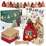 Adventskalender zum Befüllen 2023 : Jute Adventskalender zum Selbstbefüllen mit Beuteln, Stickern und Zahlen Aufkleber – Adventskalender zum Basteln – DIY Adventskalender Selber Befüllen LIVAIA